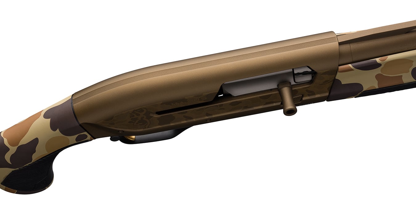 BROWNING FIREARMS Maxus II Wicked Wing 12 Gauge Semi-Auto Shotgun with 26 Inch Barrel and Vintage Tan Camo Stock